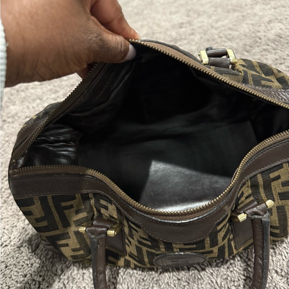 Preloved Fendi Zucca Boston Canvas Bag in Brown and Tan - Picture 7 of 8